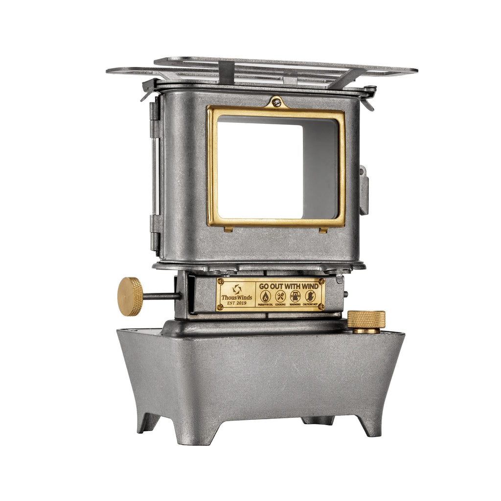 Portable Camping Oil Lantern and Cooking Stove, Stainless Steel, Silver