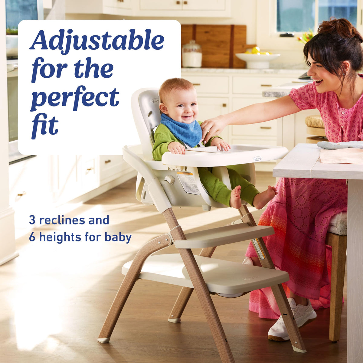 EveryStep Slim 6 in 1 Convertible Highchair Misty Infant Toddler Feeding Chair