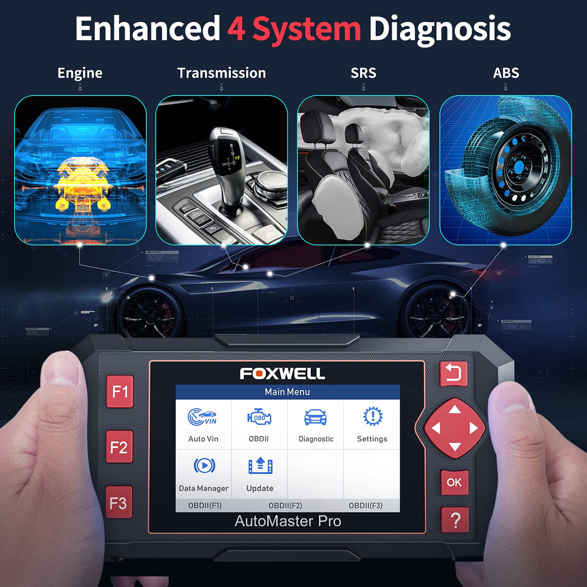 NT604 Elite Car OBD2 Scanner with ABS SRS Transmission Diagnostic Scan Tool for Auto Vehicle