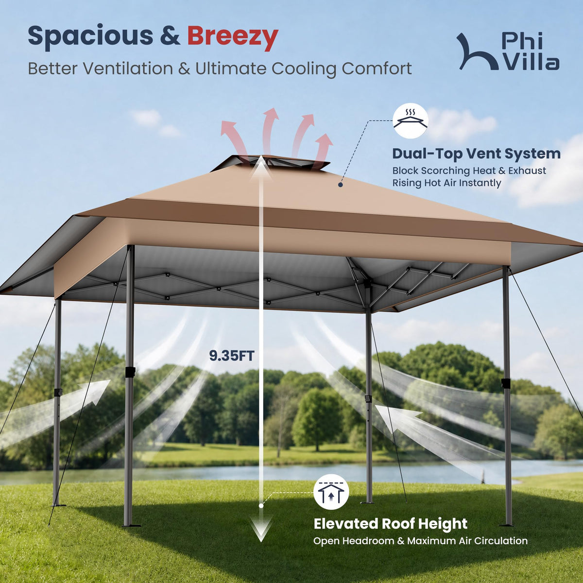 13x13 Pop Up Canopy Tent Instant Outdoor Easy One Push Portable Sun Shelter for Camping Patio
