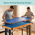 4 in 1 Multi Game Table 4x2 Folding Portable Ping Pong Air Hockey Pool Billiards Shuffleboard with Accessories