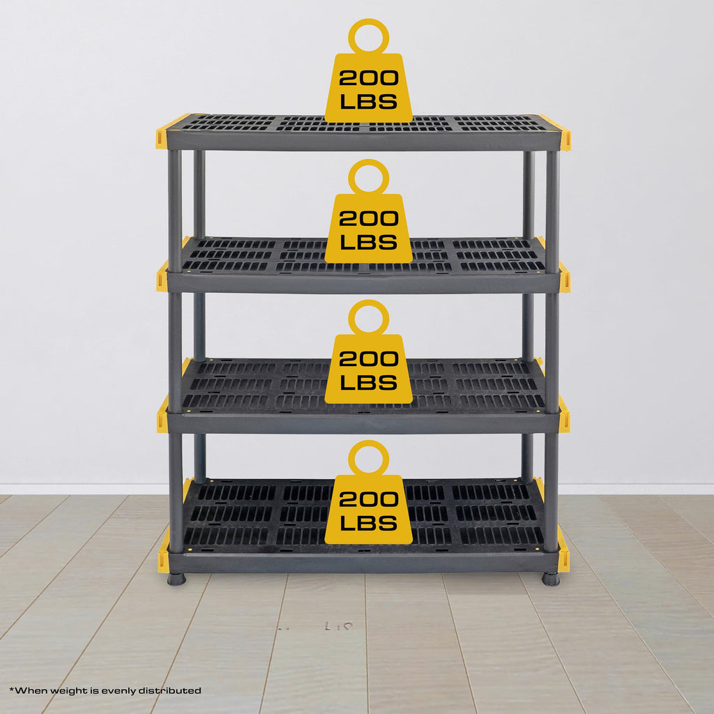 Heavy Duty 4 Tier Garage Storage Shelves with 8 Pack 27 Gallon Storage Bins and Lids Space Saving Organizer