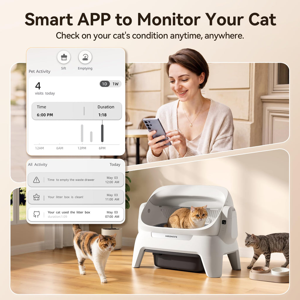 Extra large automatic cat litter box with infrared scanning and anti pinch safety protection