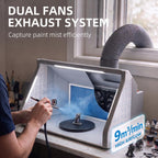 Adjustable Airbrush Spray Booth with Dual Fans 3 LED Lights and 5.6ft Hose for Hobby Model Painting