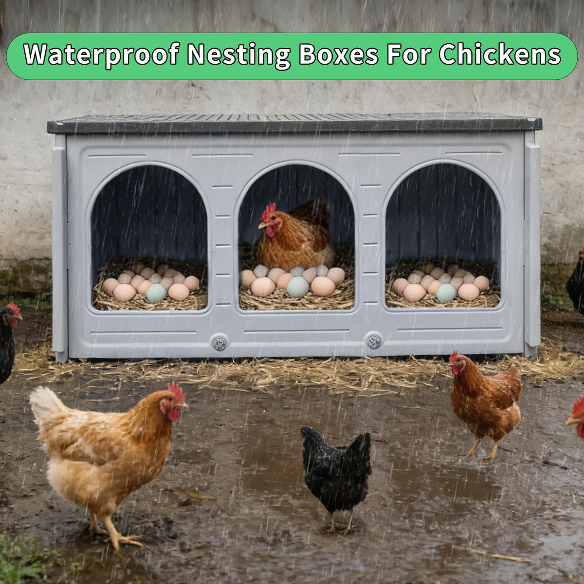 Plastic Chicken Nesting Boxes for Coop Poultry Hens Egg Laying Durable Easy Clean Farm Use