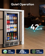 15 Inch Beverage Refrigerator 127 Cans Under Counter Refrigerator for Home Bar Office Kitchen
