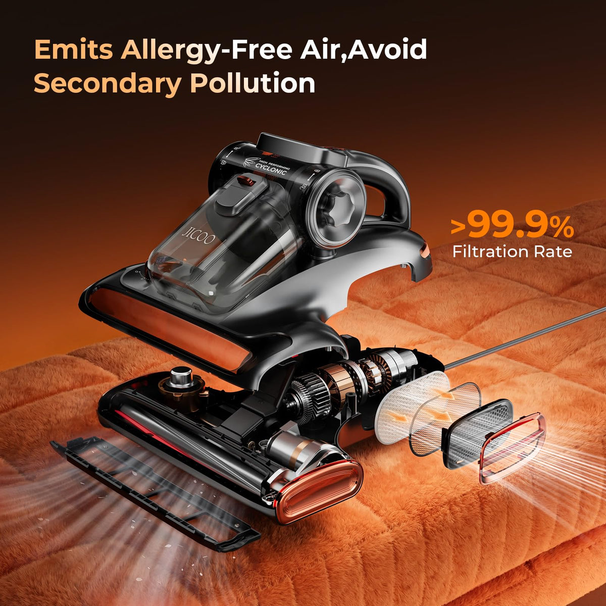 Powerful T600 Bed Mattress Vacuum Cleaner with UVC Light 15Kpa Suction 700W for Deep Home Cleaning