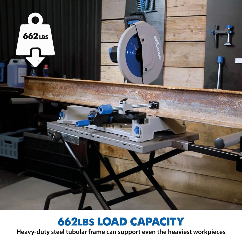 MCSSTAND Mitering Chop Saw Stand Power Lift Heavy Duty Steel Frame All Terrain Wheels Gas Strut for S14MCS
