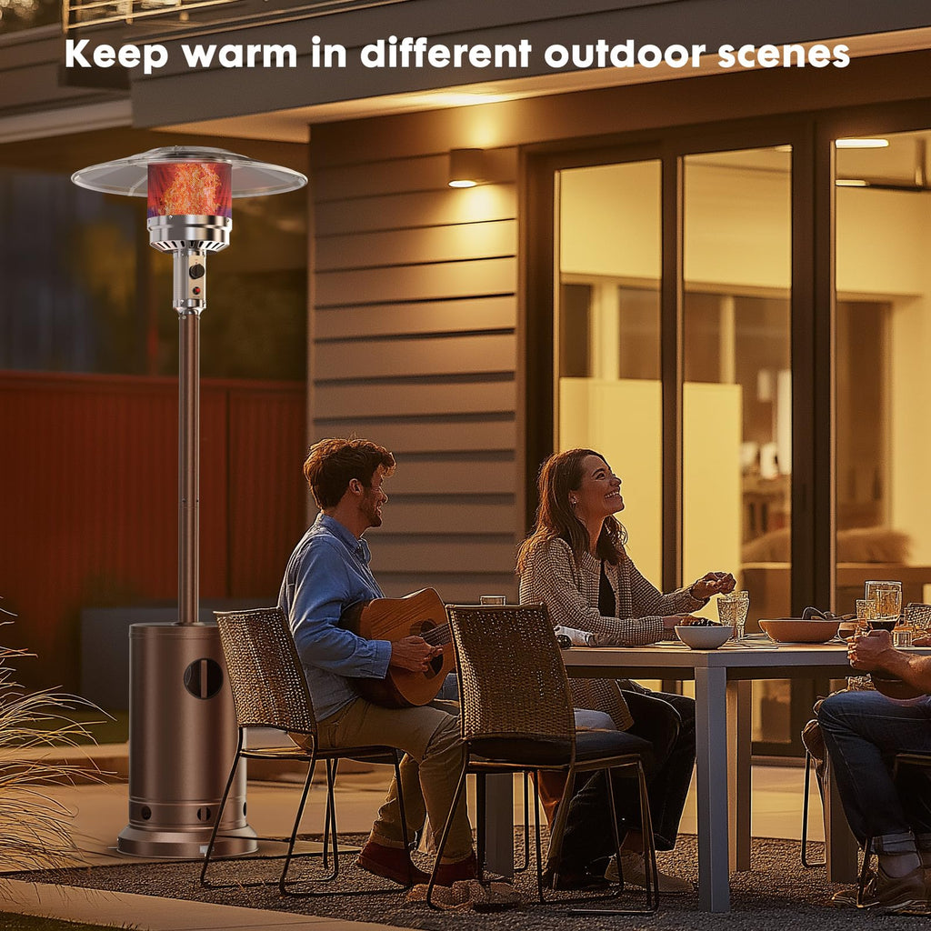 48000 BTU Outdoor Patio Propane Heater with Sandbox Wheels Portable Heating for Garden Backyard Deck