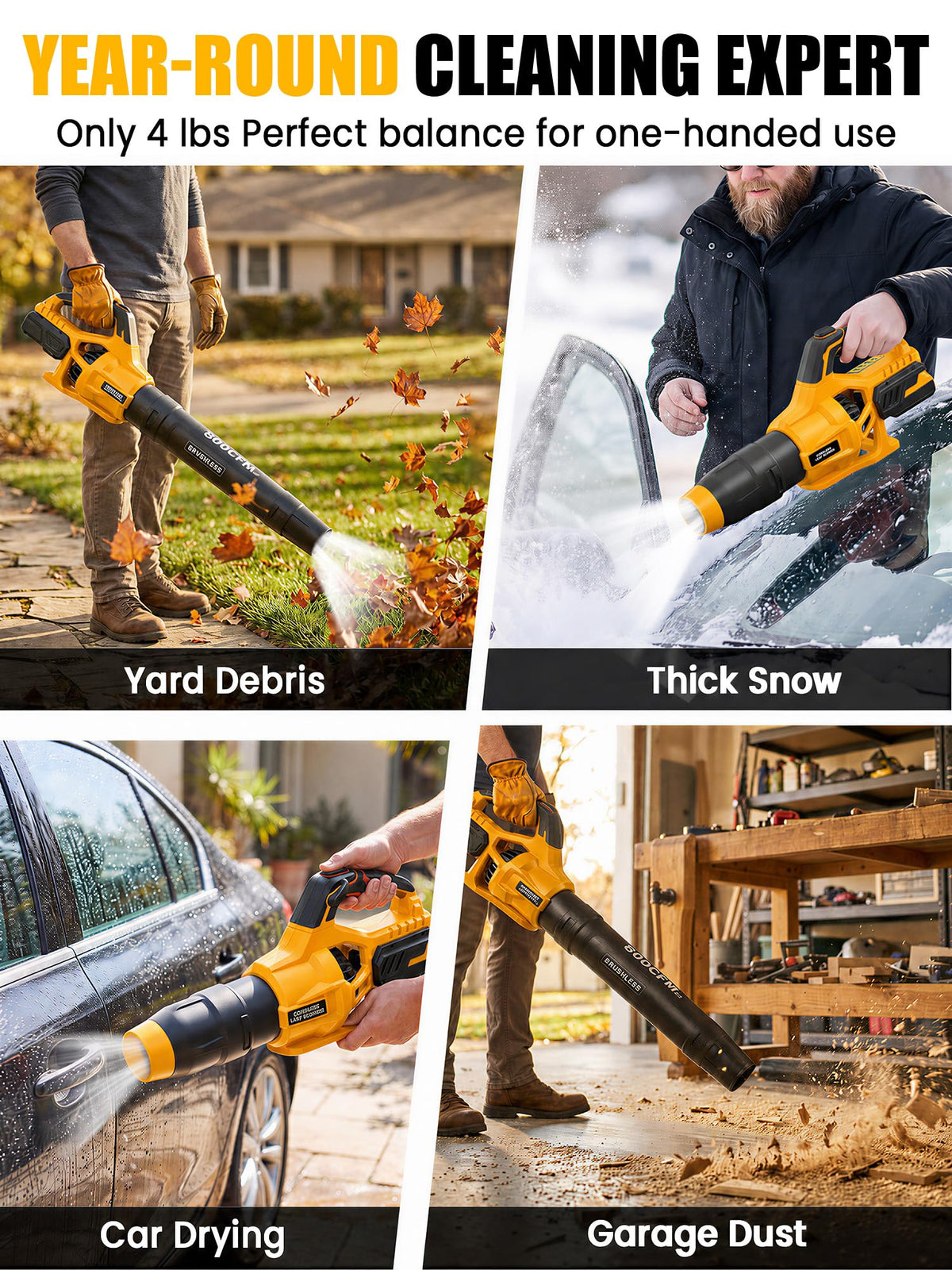 800 CFM Cordless Leaf Blower Compatible with 20V MAX Battery Powerful Lightweight for Yard Garden Driveway