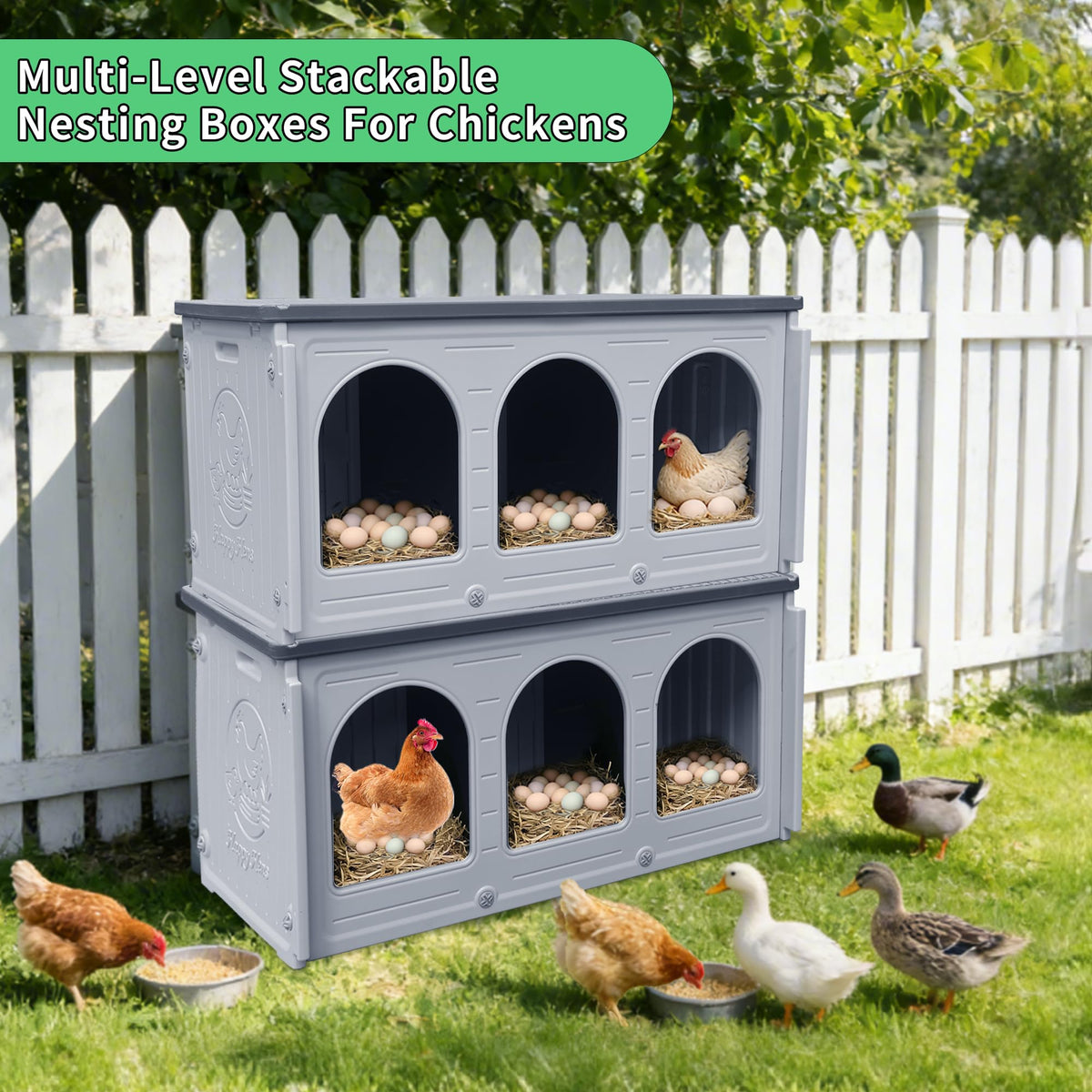 Plastic Chicken Nesting Boxes for Coop Poultry Hens Egg Laying Durable Easy Clean Farm Use