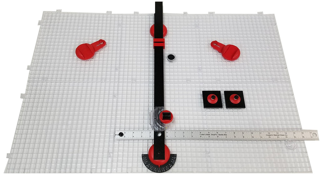 Beetle Bits Glass Cutting System with 6 Pack Waffle Grids and Push Button Flying Beetle Cutter