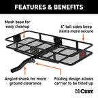 18153 Folding hitch basket cargo carrier 60 by 24 with 500 lb capacity heavy duty for SUV truck RV