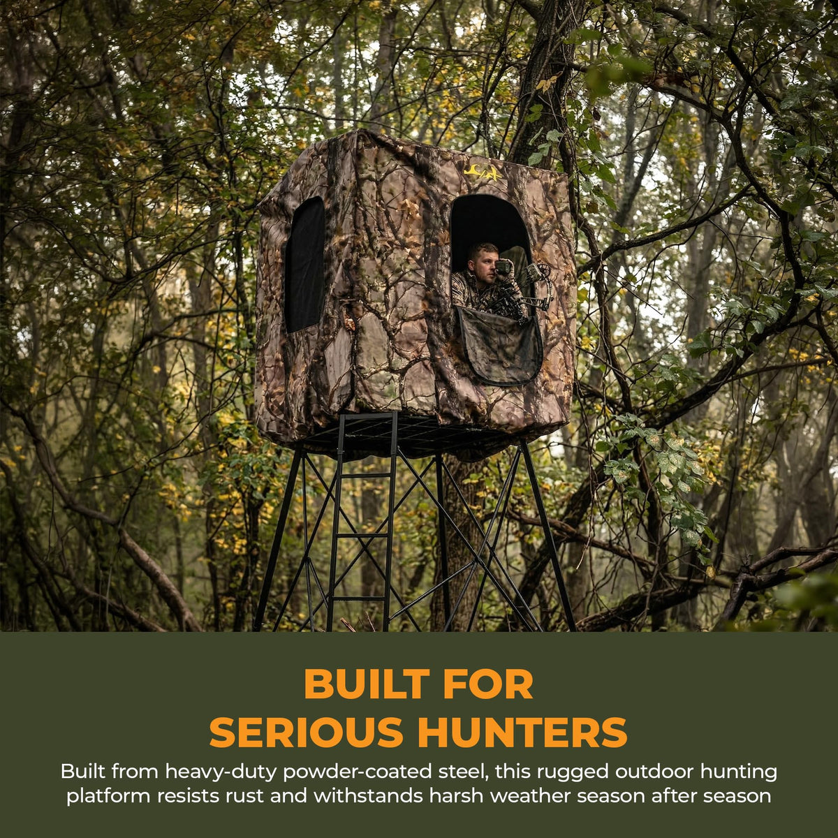 Ground Blind Platform 65 L x 65 W Steel Outdoor Hunting Trap Door Heavy Duty Portable Base