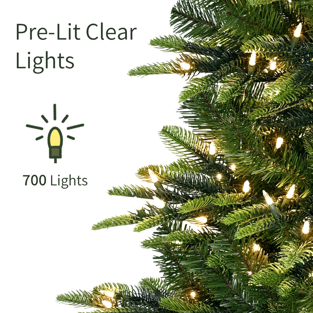 7.5ft pre lit Aspen Fir artificial Christmas tree for indoor holiday home party decoration