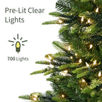 7.5ft pre lit Aspen Fir artificial Christmas tree for indoor holiday home party decoration