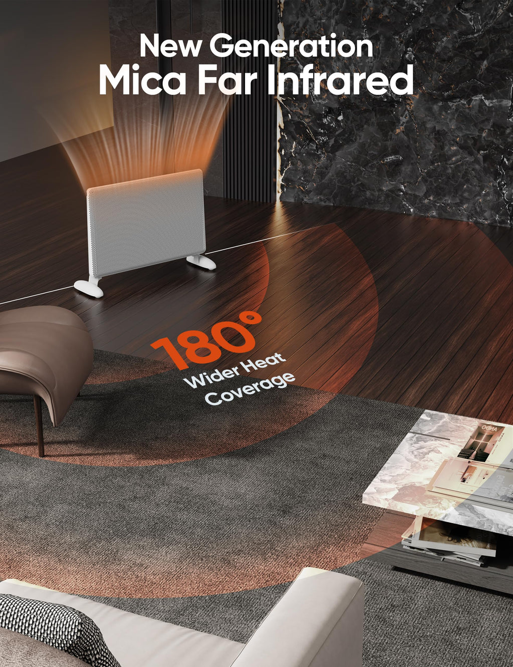 Mica Infrared Panel Heater Large Room Smart Quiet Programmable Thermostat WiFi Control Energy Efficient Indoor