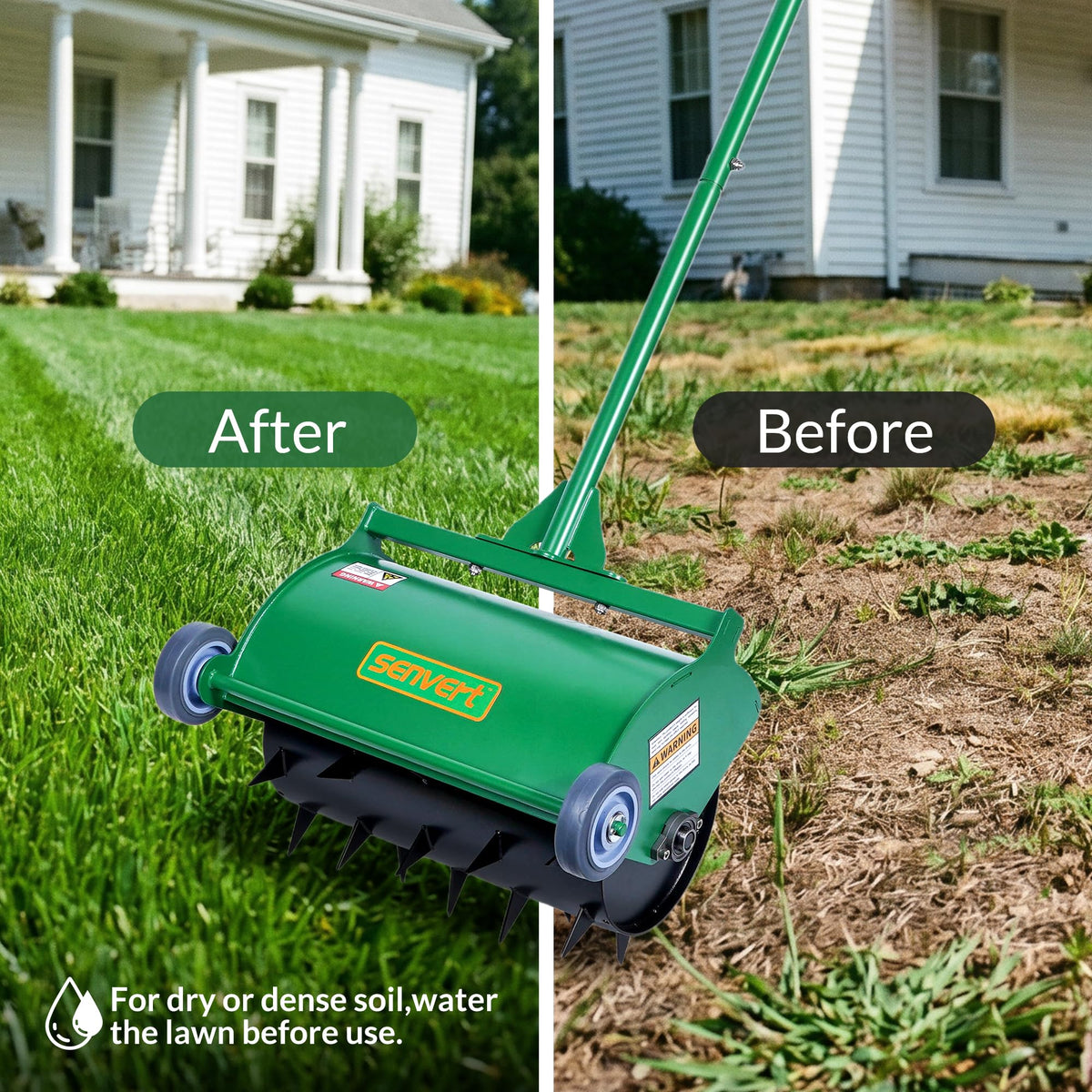 Rolling Lawn Aerator Heavy Duty Push Spike Aeration Tool Up to 55 lbs Manual Rotary Grass Aerator for Yard