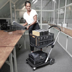 Original Multi Use Collapsible Shopping Cart Mobile Folding Trolley with 2 Crates Black