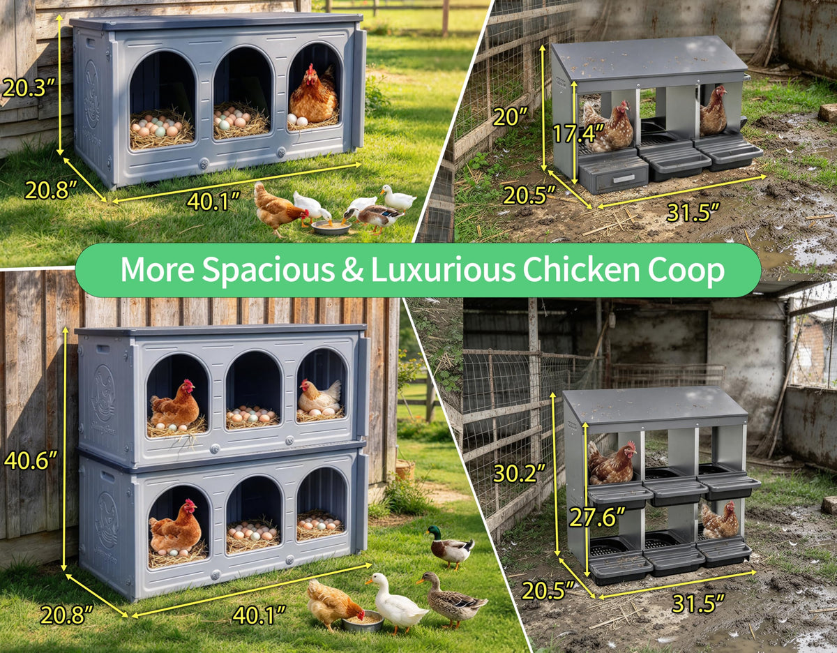 Plastic Chicken Nesting Boxes for Coop Poultry Hens Egg Laying Durable Easy Clean Farm Use