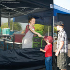 Food booth sidewall kit set of 4 fits 10x10 straight leg canopy tent with 2 serving windows black mesh
