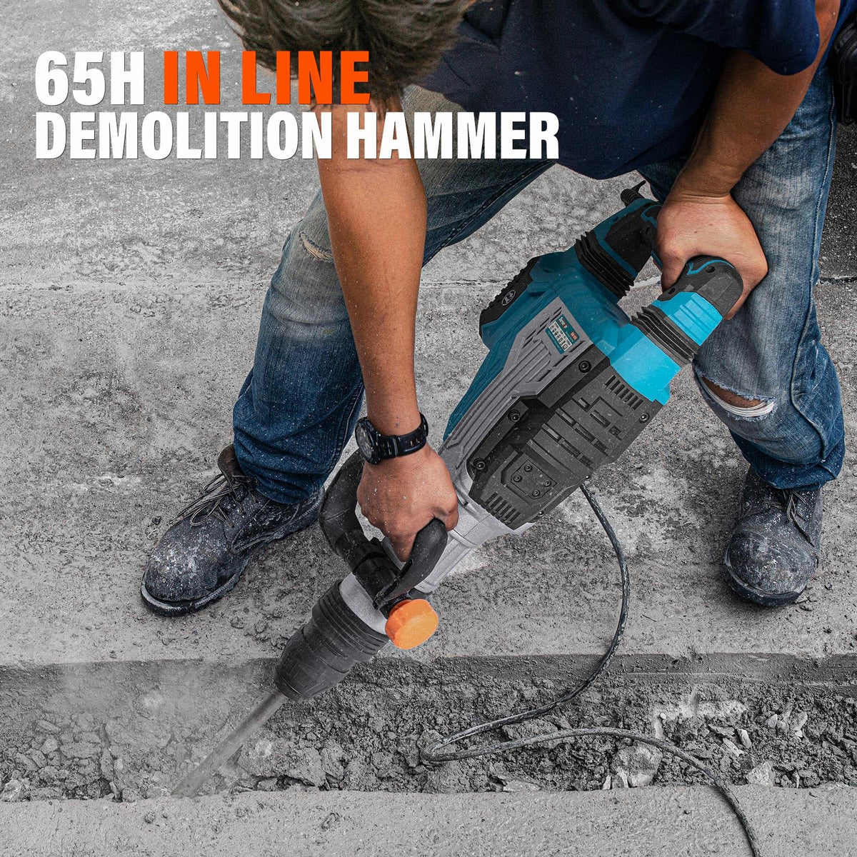 1700W 25 Pound SDS Max Heavy Duty Electric Demolition Jack Hammer 65H 14 Amp Corded Concrete Breaker