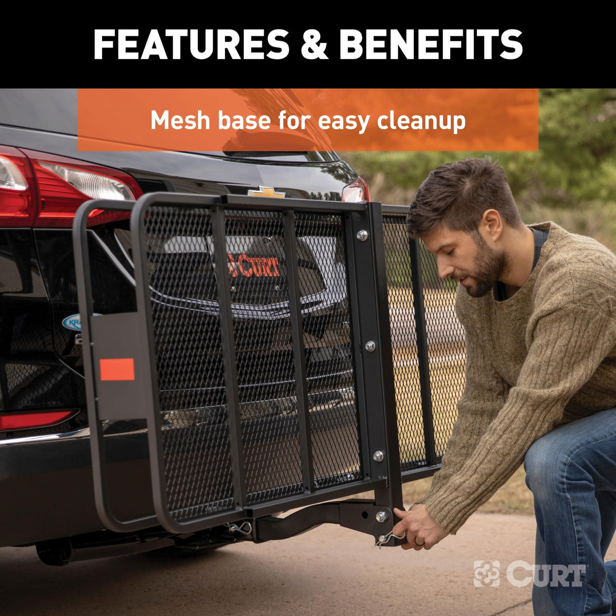 18153 Folding hitch basket cargo carrier 60 by 24 with 500 lb capacity heavy duty for SUV truck RV