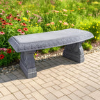 Fiberclay Outdoor Garden Bench BE02 Patio Seating for Front Porch Park Furniture Decor Gray Weather Resistant
