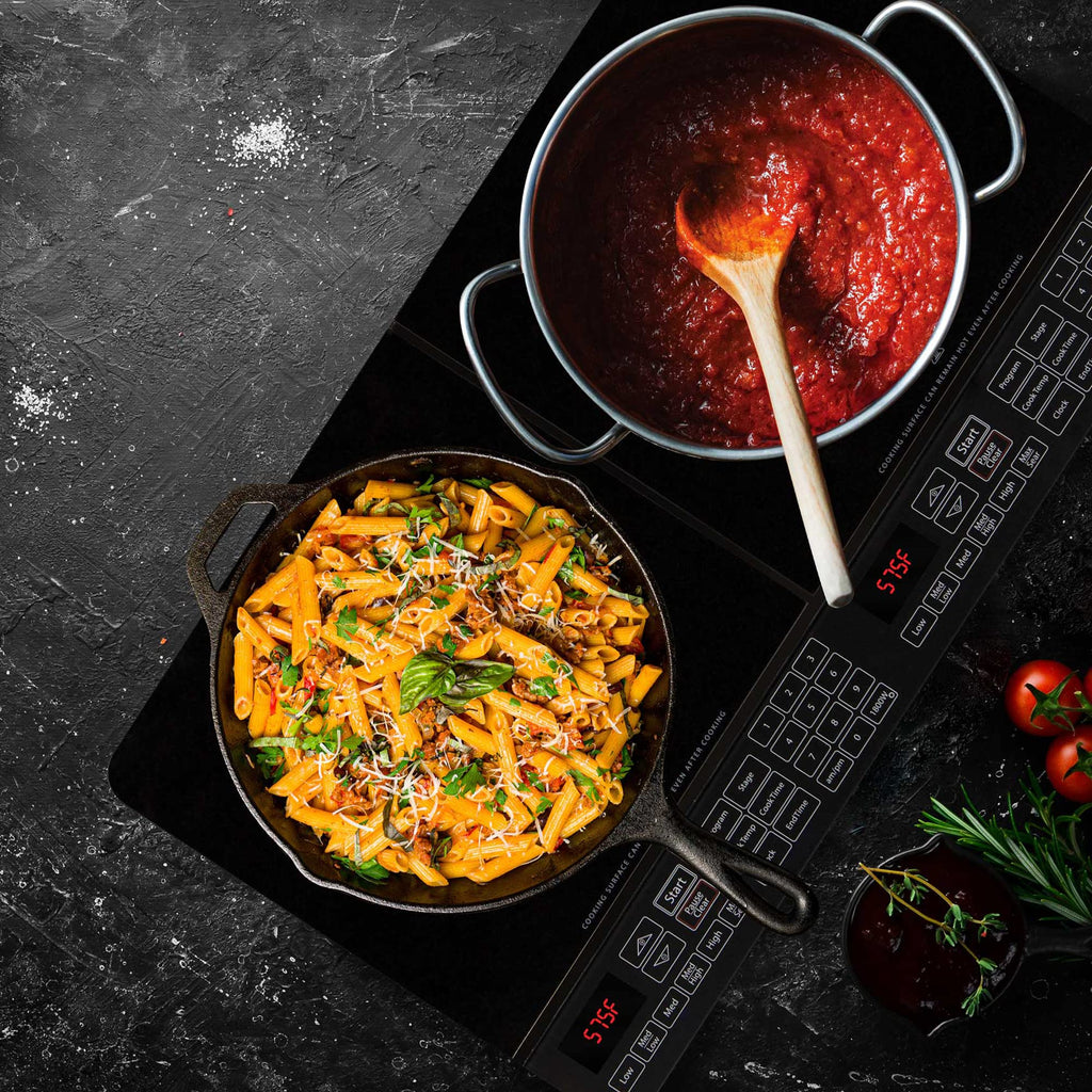 1800W Double Induction Cooktop with Two 8 Inch Burners, Independent Controls
