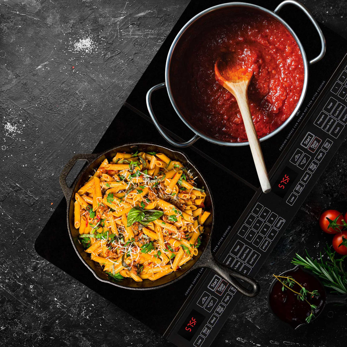 1800W Double Induction Cooktop with Two 8 Inch Burners, Independent Controls