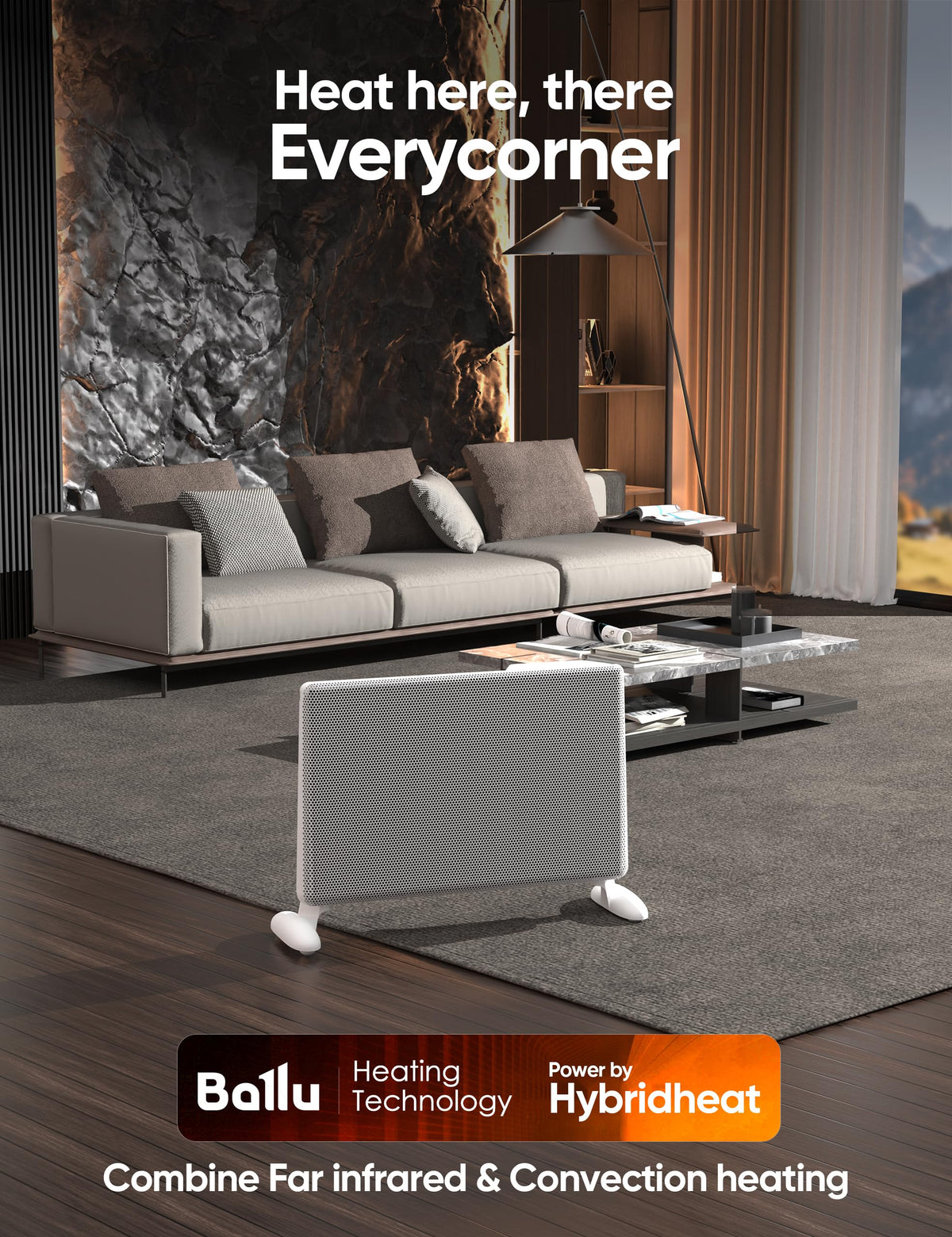 Mica Infrared Panel Heater Large Room Smart Quiet Programmable Thermostat WiFi Control Energy Efficient Indoor
