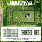 8x4x6 FT Outdoor Dog Kennel for Large Dogs with Silver Roof Heavy Duty Metal Pet Enclosure Exercise Run