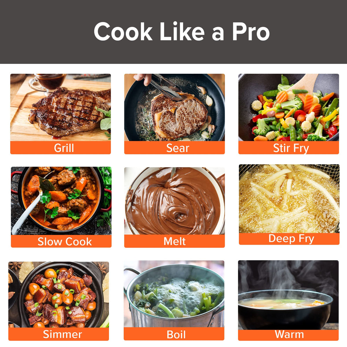 1800W Double Induction Cooktop with Two 8 Inch Burners, Independent Controls