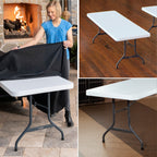 22980 Commercial Folding Table 8 Foot White Granite HDPE Top Portable Heavy Duty Steel Frame