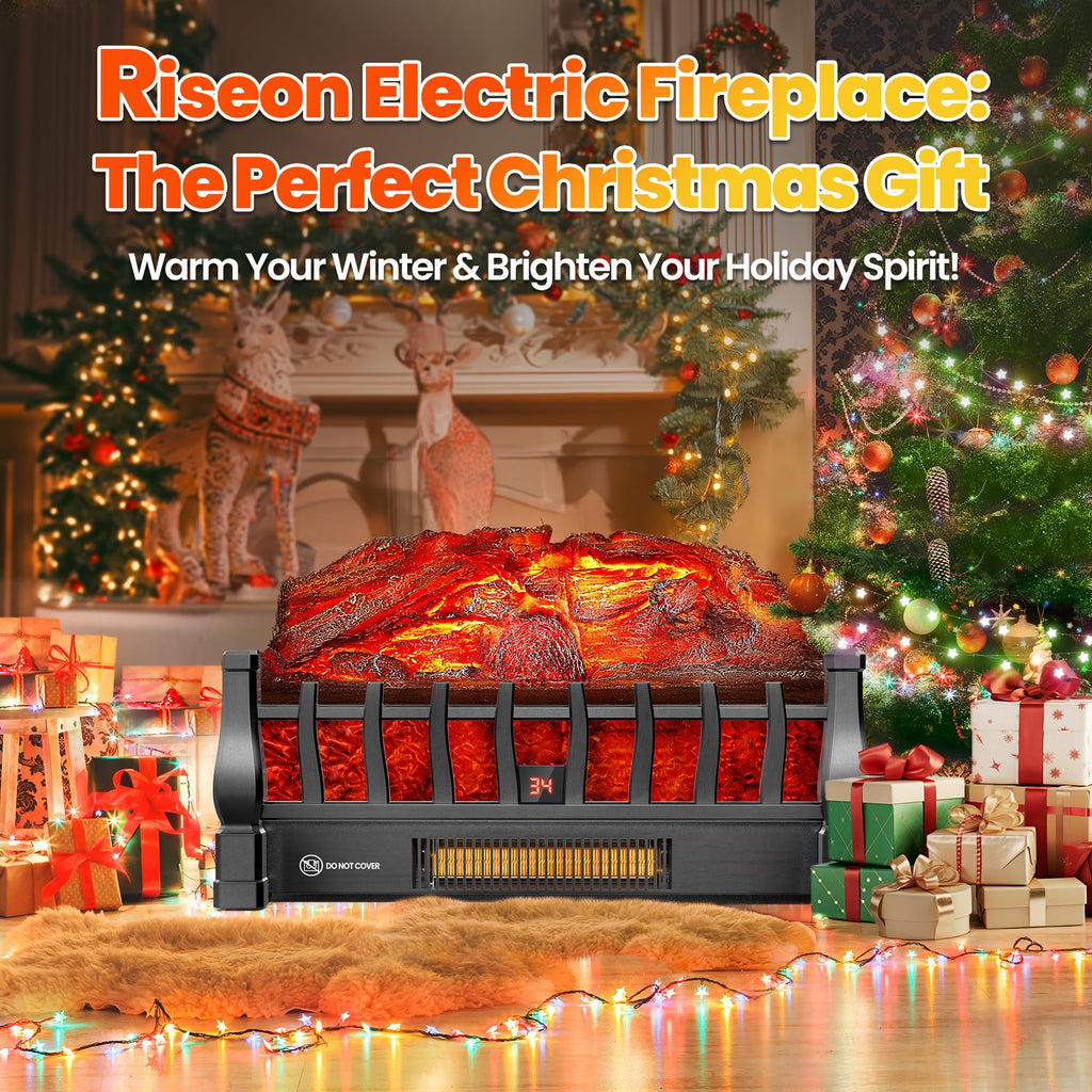 Electric Fireplace Logs Insert Heater with Remote Control for Home Decor Indoor Heating Cozy Ambiance