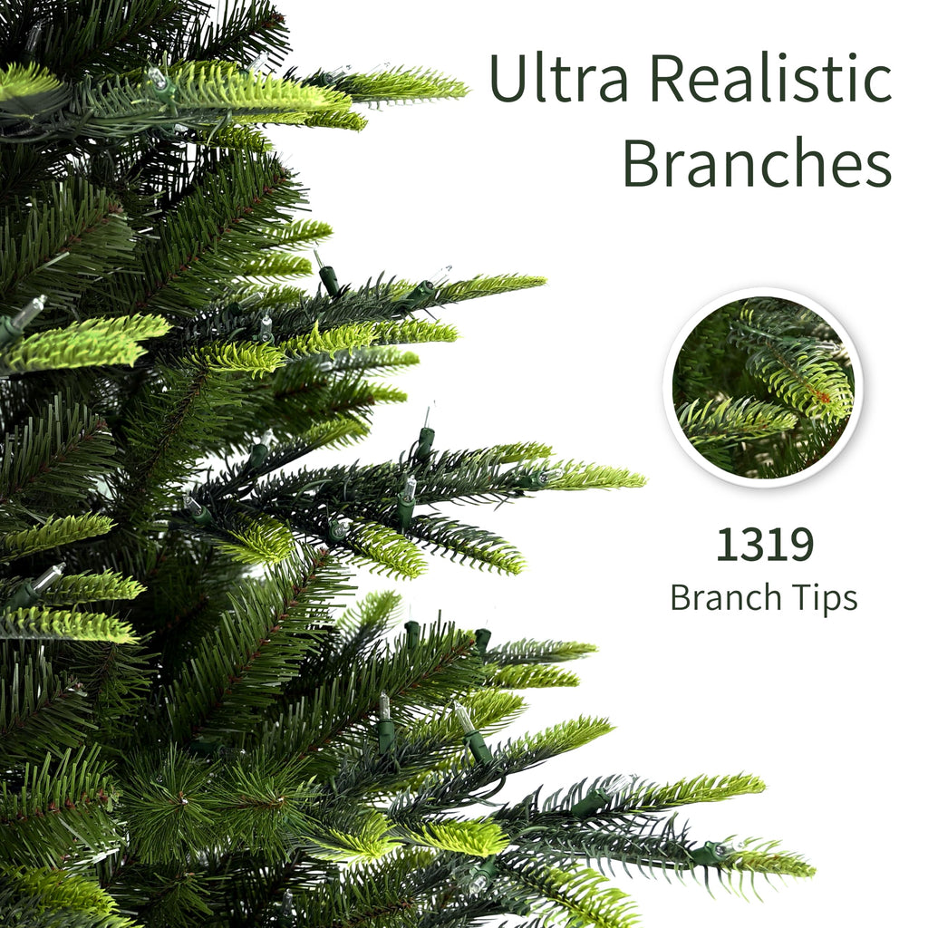 7.5ft pre lit Aspen Fir artificial Christmas tree for indoor holiday home party decoration