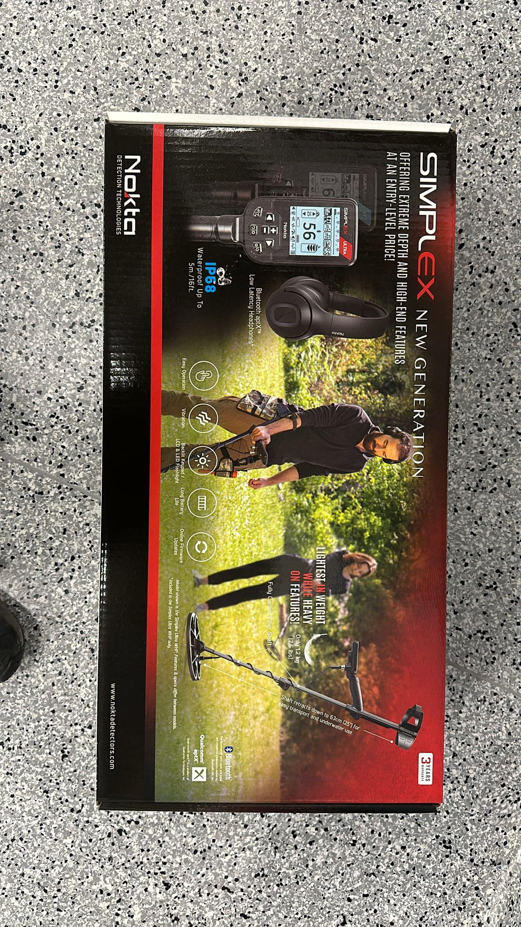 Simplex Ultra Waterproof Metal Detector with Carbon Fiber Shaft and 11 inch Search Coil for Treasure Hunting
