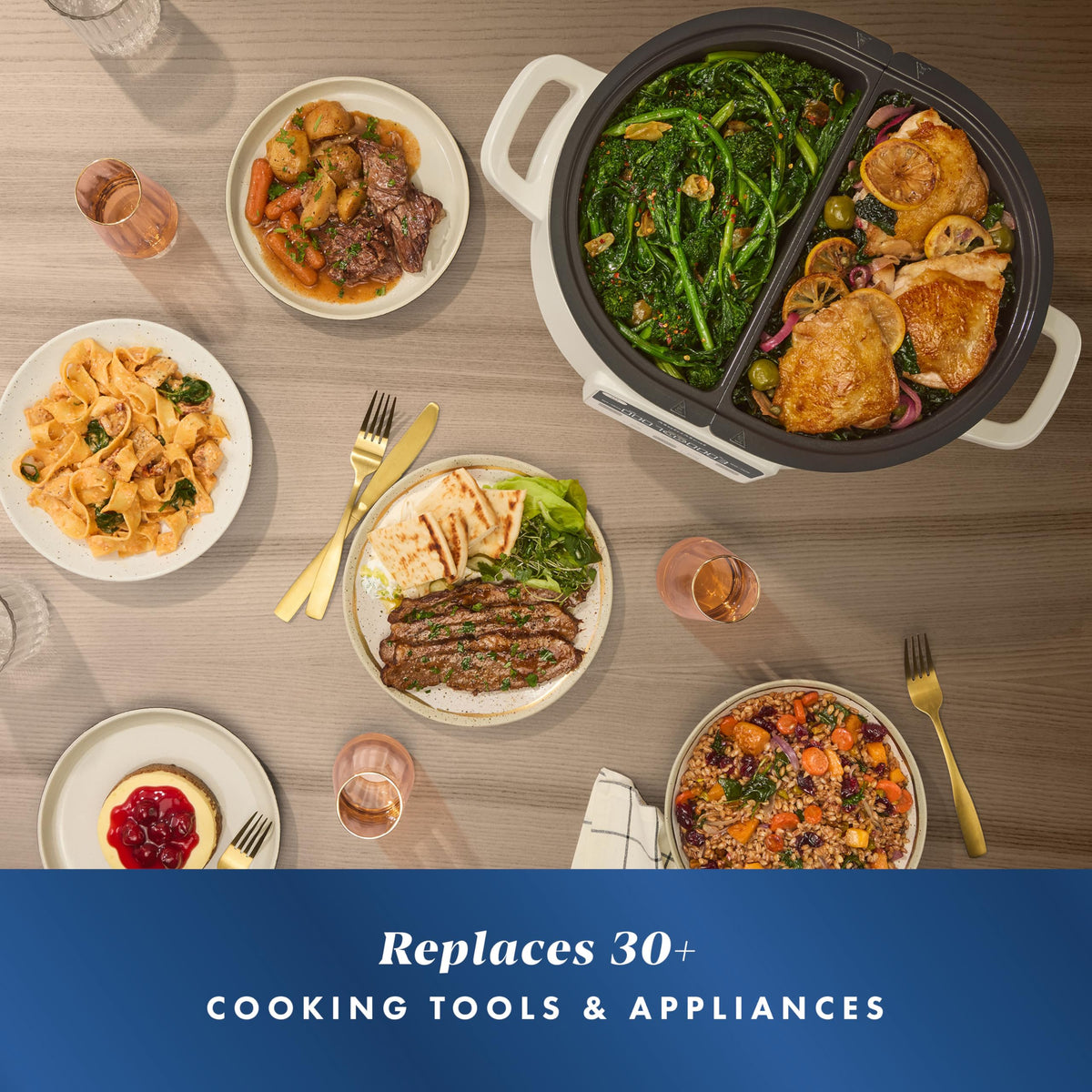Programmable Multicooker and Slow Cooker, Two 3.7 Qt Nonstick Pots, Baking Function