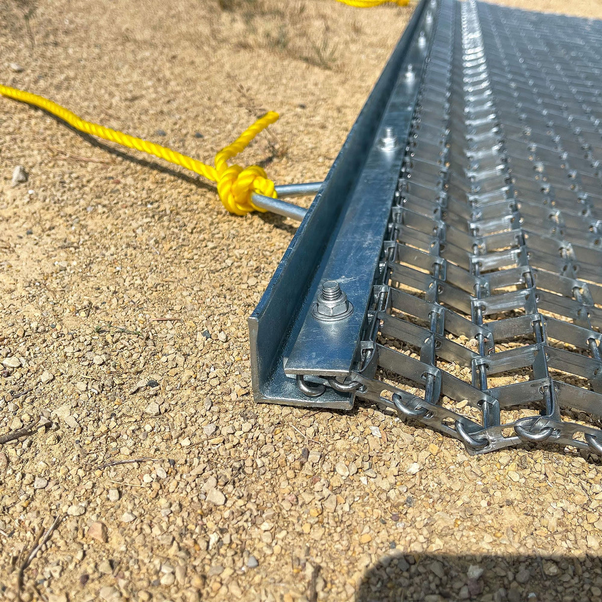 Heavy Duty Lawn Leveling Drag Mat with Durable Steel Mesh and Tow Rope for Yard and Garden Care