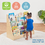 Single Sided Wooden Book Display Shelf for Kids Classroom, 5 Shelves