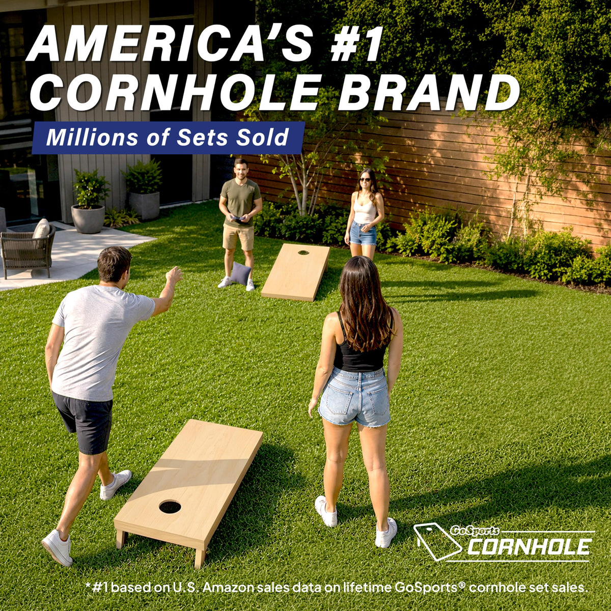 Solid Wood Premium Cornhole Set 4 x 2 ft or 3 x 2 ft Game Boards with 8 Cornhole Toss Bags