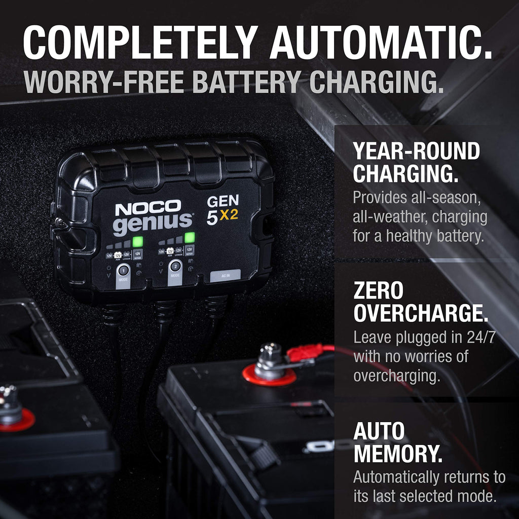 GEN5X2 12V 10A 2 Bank Onboard Marine Battery Charger and Maintainer Waterproof Smart for Boat RV