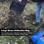16 Inch Electric Dethatcher Scarifier 15A Copper Motor 5 Position Depth Adjust 14.5 gal Bag 2 in 1 Walk Behind