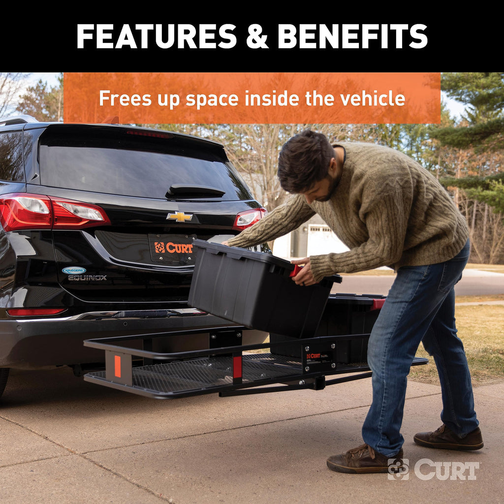 18153 Folding hitch basket cargo carrier 60 by 24 with 500 lb capacity heavy duty for SUV truck RV