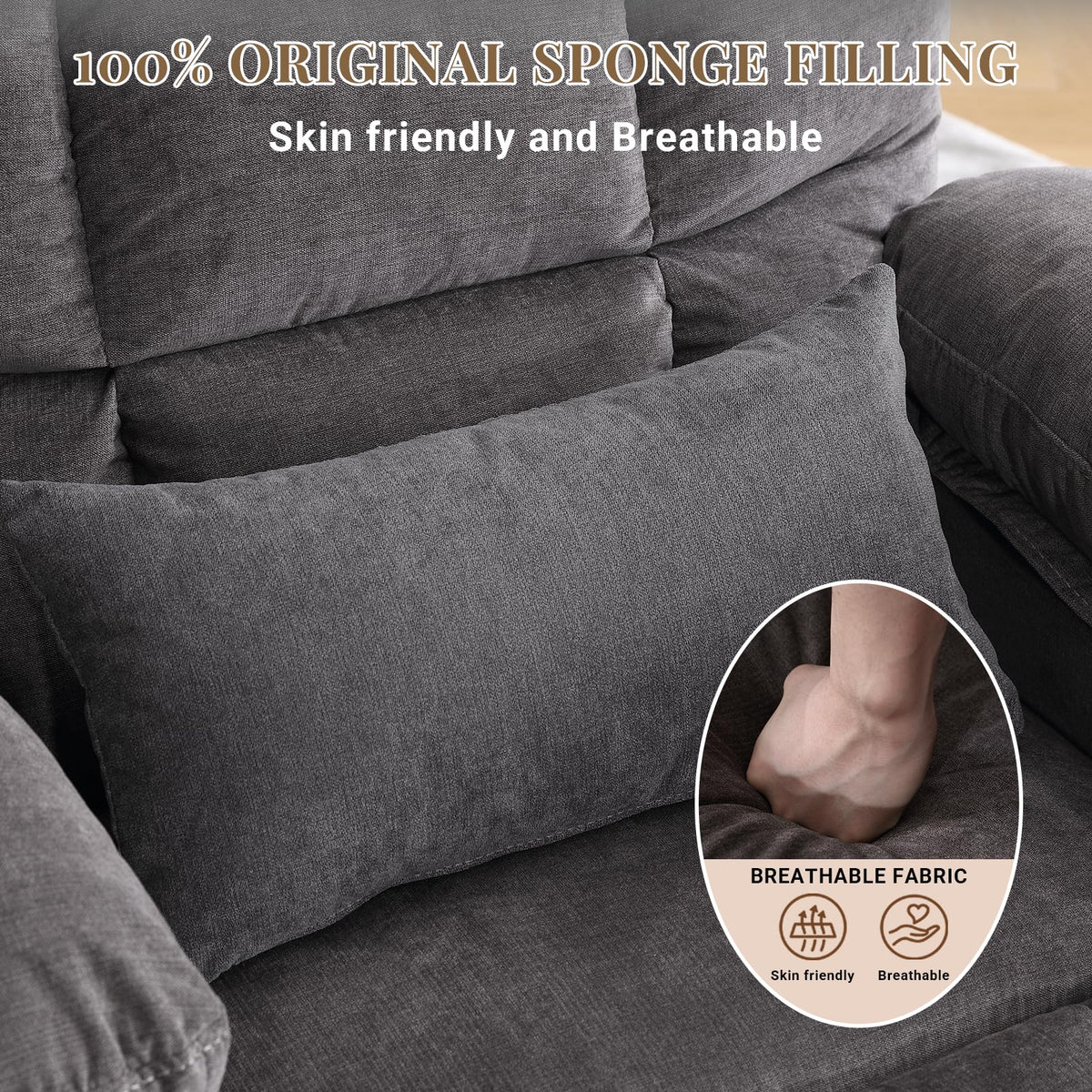 Power lift recliner chair for elderly with lumbar heat and massage grey fabric electric stand up assistance