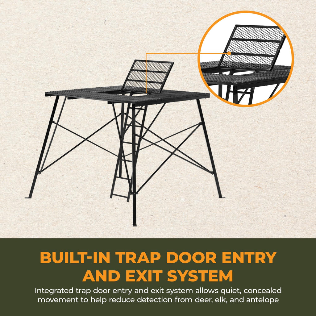 Ground Blind Platform 65 L x 65 W Steel Outdoor Hunting Trap Door Heavy Duty Portable Base