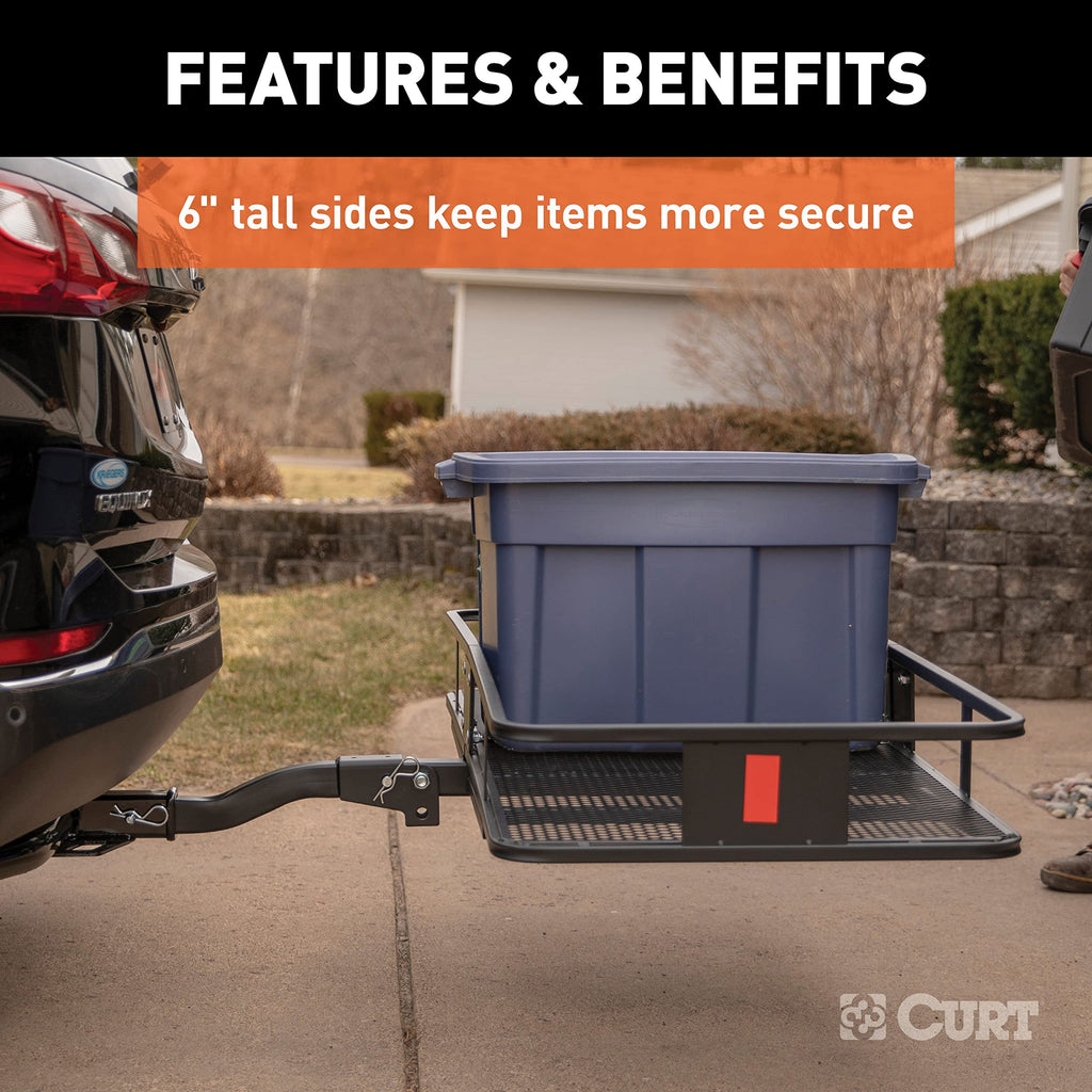 18153 Folding hitch basket cargo carrier 60 by 24 with 500 lb capacity heavy duty for SUV truck RV