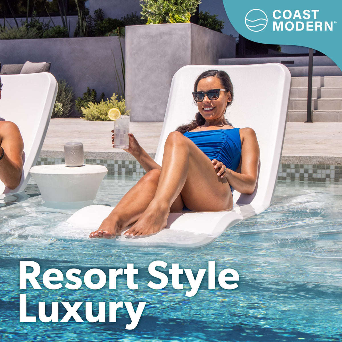 In pool lounge chair waterproof and weighted chaise lounger outdoor pool furniture for patio or Baja shelf