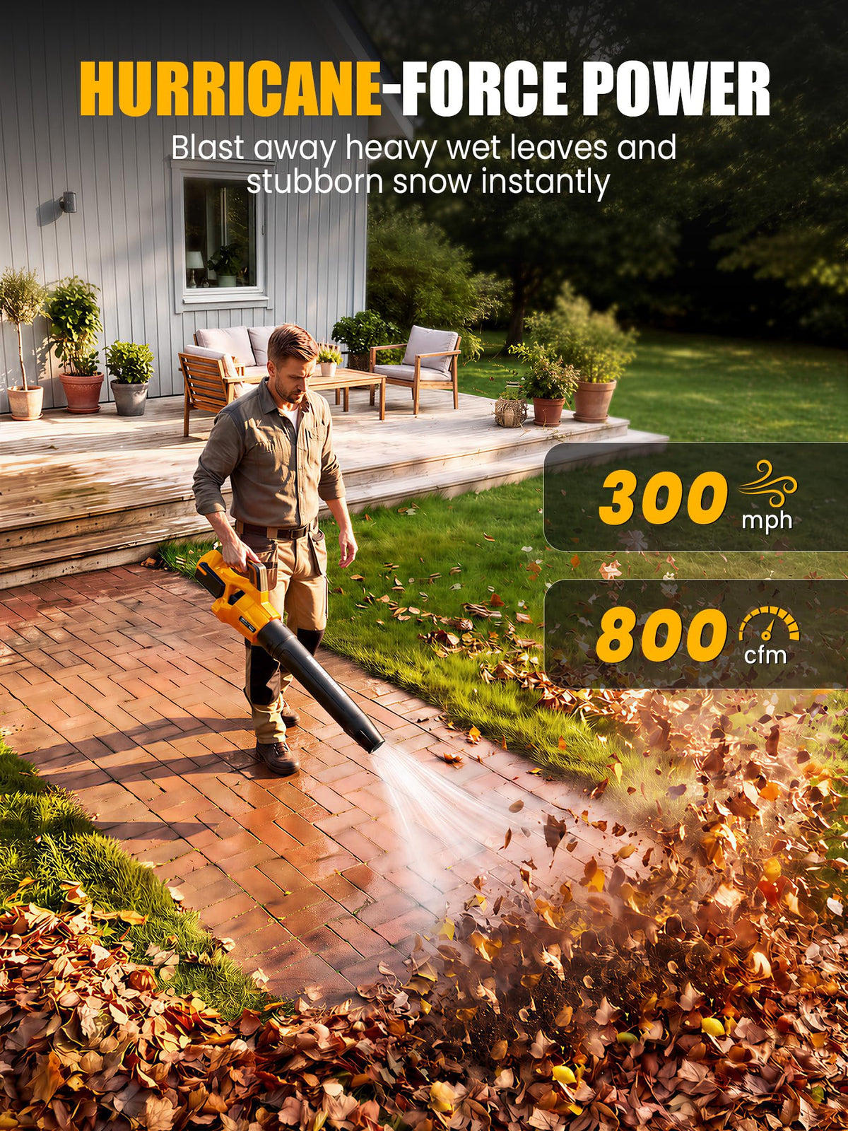 800 CFM Cordless Leaf Blower Compatible with 20V MAX Battery Powerful Lightweight for Yard Garden Driveway