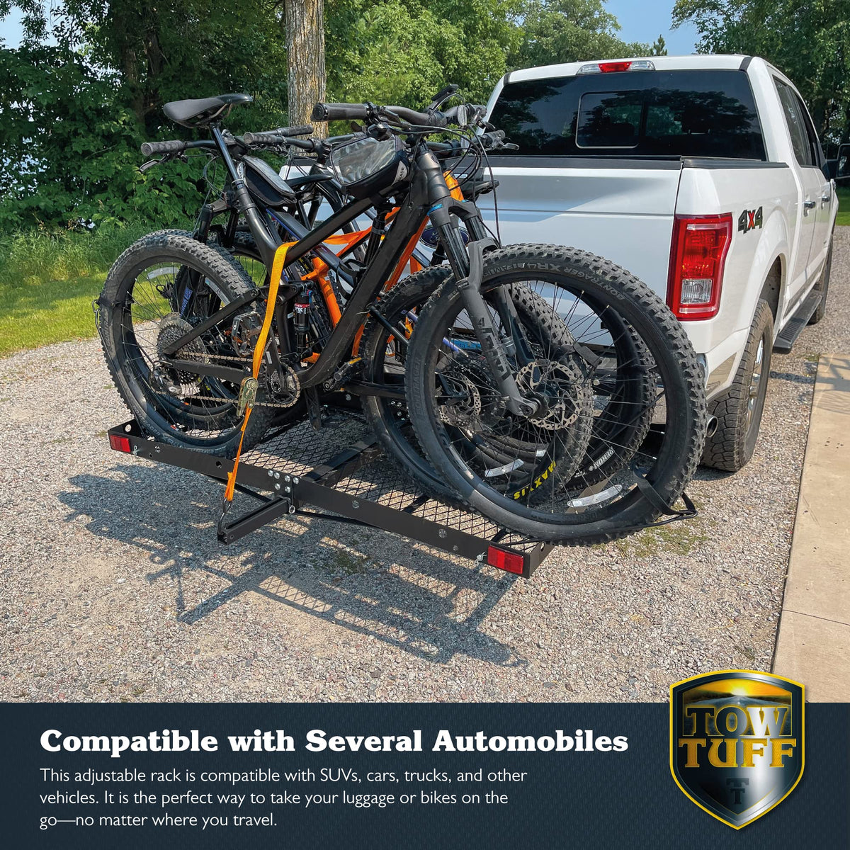 Cargo Carrier with Bike Rack 500 lb Capacity Black Heavy Duty Steel Fits 2 Inch Tow Receiver